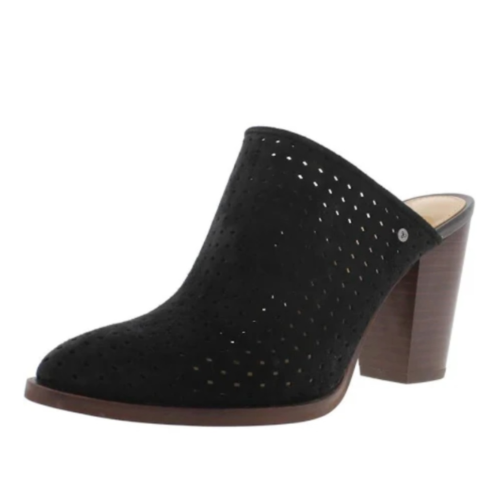 Sam Edelman Black Suede Laser Cut Pointed Toe Mule